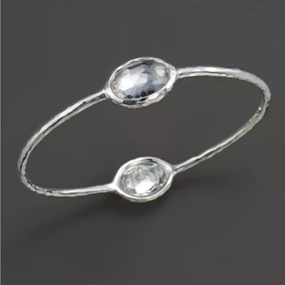 IPPOLITA Sterling Silver Rock Candy 2-Stone Oval Bangle in Clear Quartz